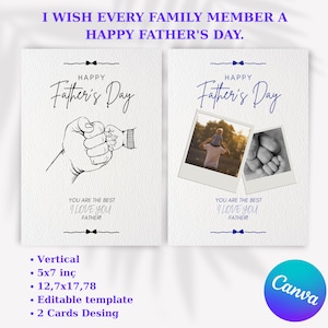Glückliche Vatertagskarte - Druckbare Karte - Foto & Name hinzufügen - Canva-Vorlage - Personalisiertes Vatertagsgeschenk - Bearbeitbar - Dad Karte