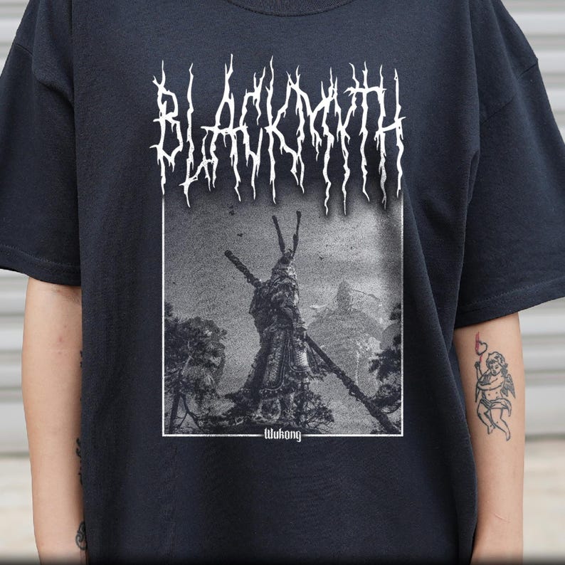 Black Myth Wukong T-Shirt, Unisex Black Metal Style Game Science Shirt image 2