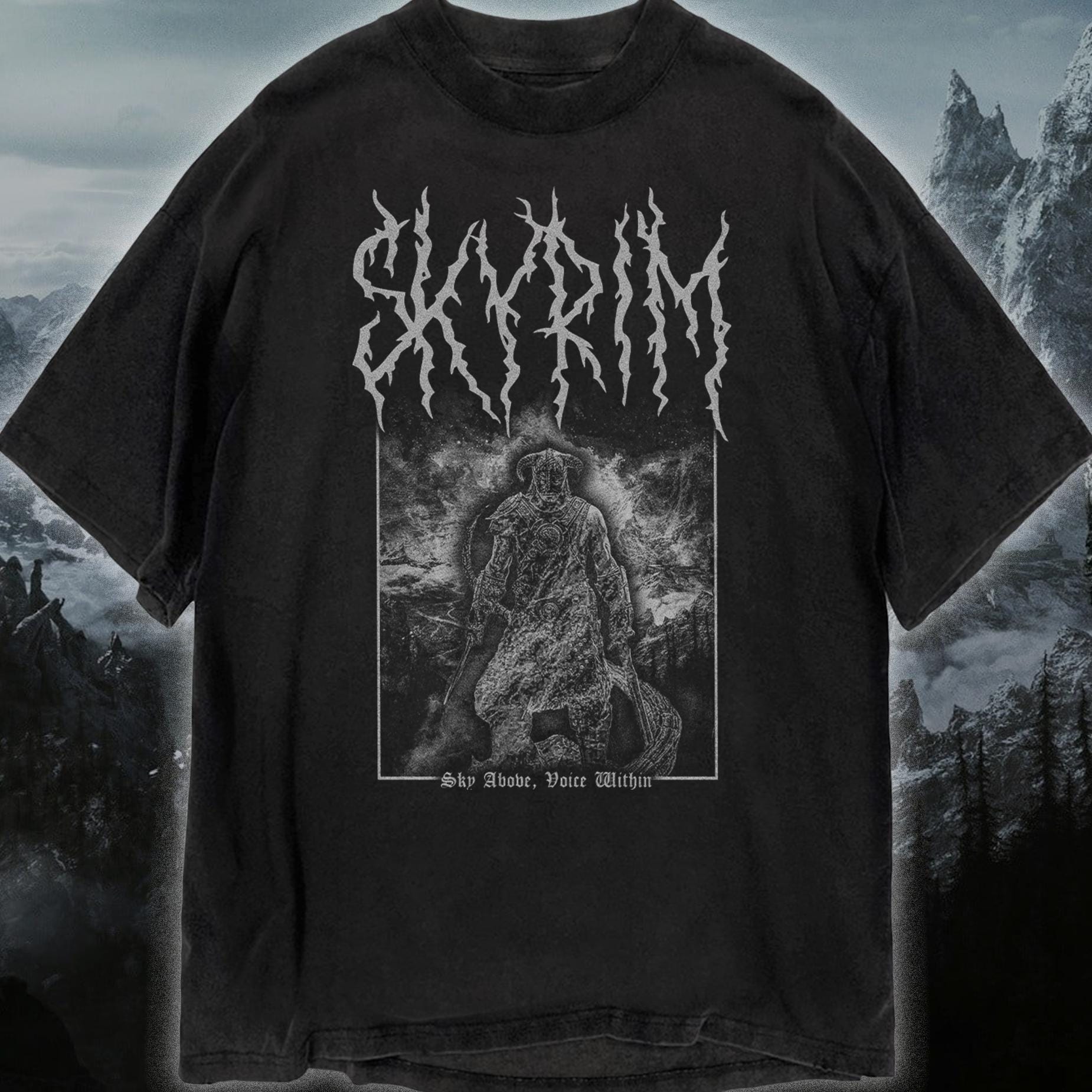 Skyrim T-shirt, Unisex Black Metal Elder Scrolls Bethesda Metal 