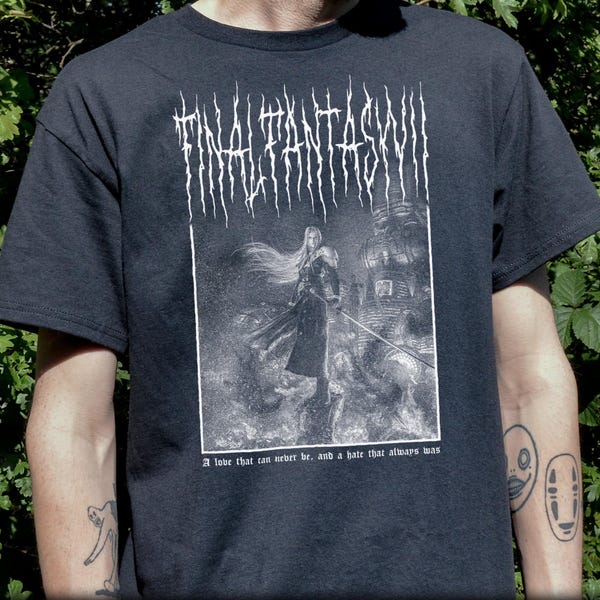 Camiseta unisex de Final Fantasy VII Black Metal, videojuego Sephiroth de FF7