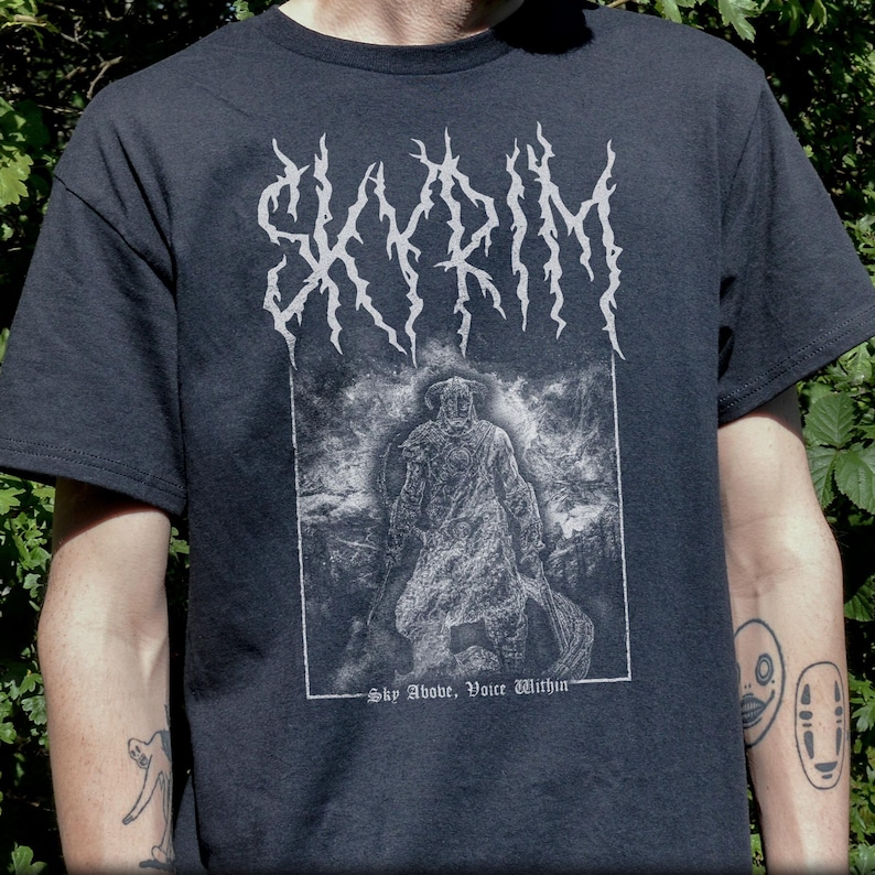 Skyrim T-Shirt, Unisex Black Metal Elder Scrolls Bethesda Metal Style Video Game Tee Shirt image 3