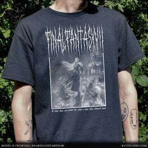 Final Fantasy VII Black Metal T-Shirt, Unisex FF7 Sephiroth Video Game Tee