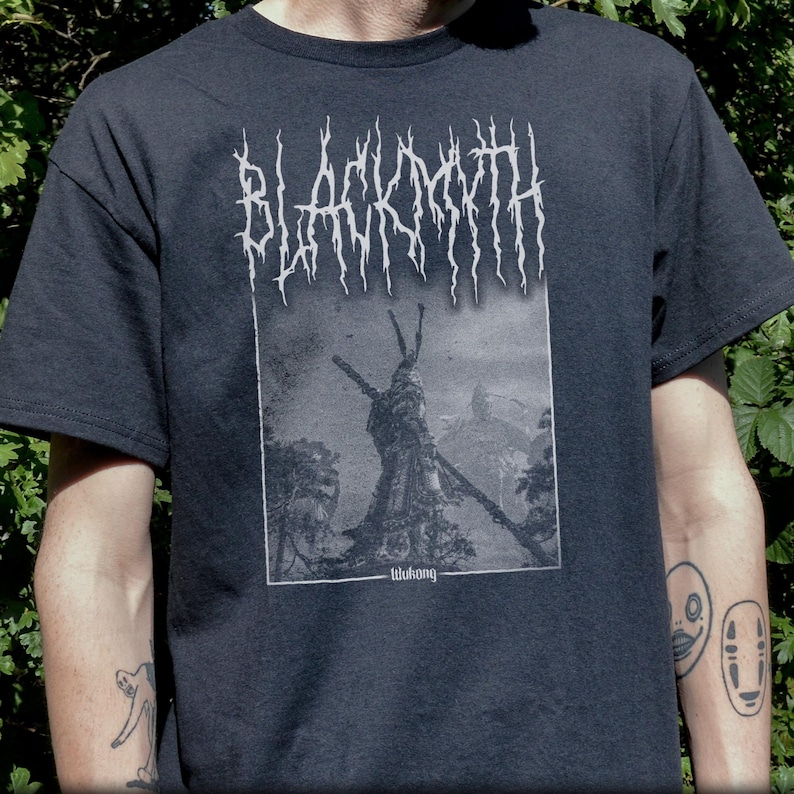 Black Myth Wukong T-Shirt, Unisex Black Metal Style Game Science Shirt image 3