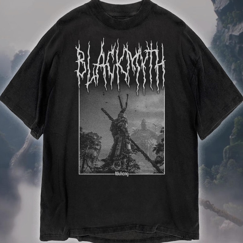 Black Myth Wukong T-Shirt, Unisex Black Metal Style Game Science Shirt image 1