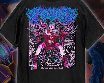 Jinx Arcane League Of Legends T-Shirt, Unisex Riot Games Metal Video Game TV Merch