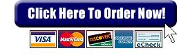 May include: A blue button with the text "Click Here To Order Now!" above logos for Visa, Mastercard, Discover, American Express, and eCheck. A white cursor points to the right.