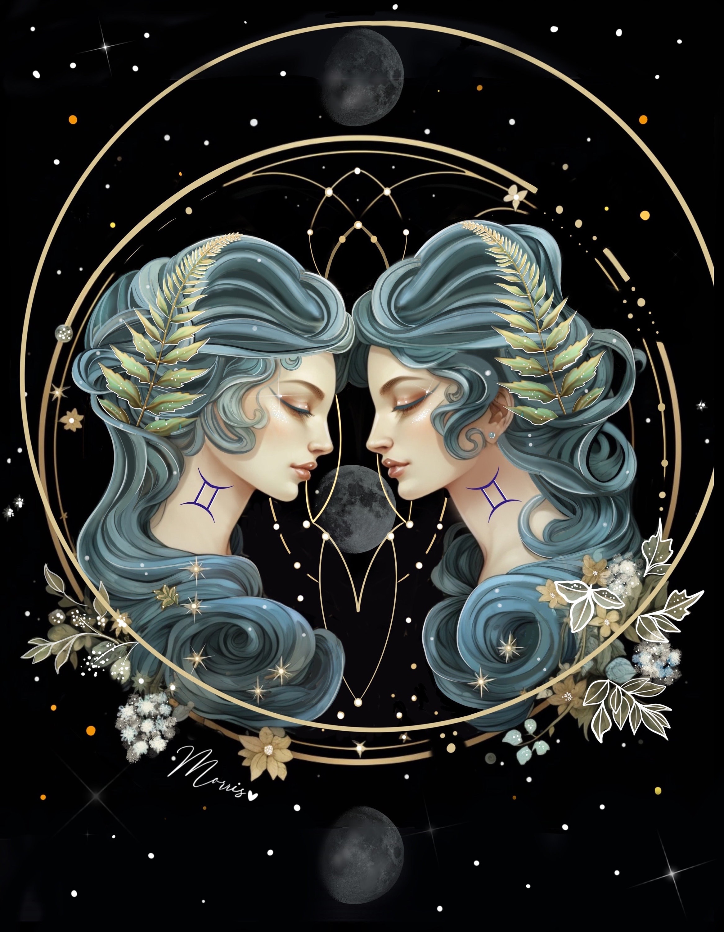 Gemini Zodiac Astrological Goddess Print - Etsy