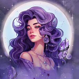 Aquarius zodiac astrological goddess print