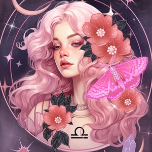 Libra zodiac astrological goddess print