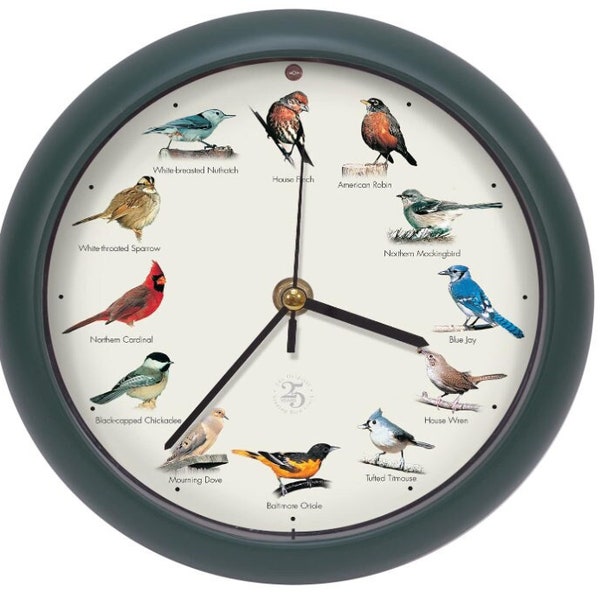 25th Anniversary Edition Original Singing Bird Clock | 8 Inch, Green