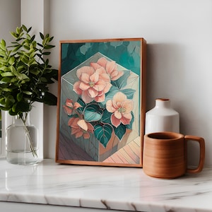 Begonia Flower Poster With Pastel Colors Decor for House Living Room Poster, Bedroom, Dining Room, Guest Room, Playroom