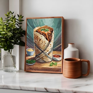 Shawarma Kebap Döner Delicious Poster With Pastel Colors Decor for House Living Room Poster, Dining Room, Guest Room, Restaurant, Cafe