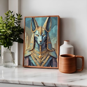 Egyptian God Anubis Poster With Pastel Colors Decor for House Living Room Poster, Bedroom, Dining Room, Guest Room, Playroom