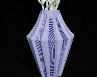 Contemporary 3D Printed Geometric Vase 'Walo' for Dried Flowers, Minimalistic Centrepiece for Home & Office Décor, Purple