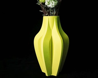 Vase élégant et moderne pour fleurs séchées imprimé en 3D - Durable, Jaune | Décoration contemporaine respectueuse de l'environnement
