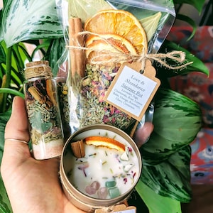 Set di intenzioni di amor proprio: candela di cera d'api, pentola a fuoco lento, barattolo di protezione