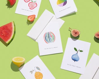 10-Pack Fruit Thank You Cards | Handmade Thank You Cards | Funny Thank You Cards | Unique Thank You Cards