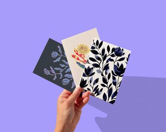 Paquet de 6 cartes Pétales violets (2 de chaque carte)