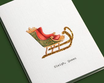 10-Pack Sleigh Queen Christmas Card | Funny Christmas Card | Pun Christmas Card | Unique Holiday Card