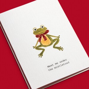 Mistletoe Christmas Card | Meet me under the Mistletoad | Funny Christmas Card | Pun Christmas Card | Unique Holiday Card