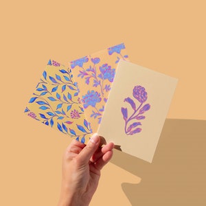 Paquet de 6 cartes lilas soleil (2 de chaque carte)