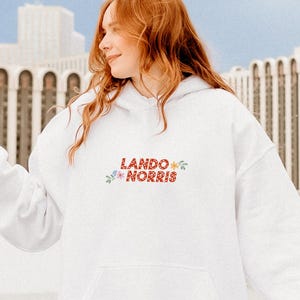 F1 Graphic Hoodie, Lando Norris, Unisex Sweatshirt, Cozy Hooded Jumper, Pretty F1 Pullover, Racing Fan Merch, Colorful Floral Design