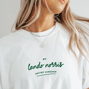 Comfort Color, Lando Norris, Handwritten, Formula One Driver, Graphic T-shirt, Pretty F1 Aesthetic Racing Shirt