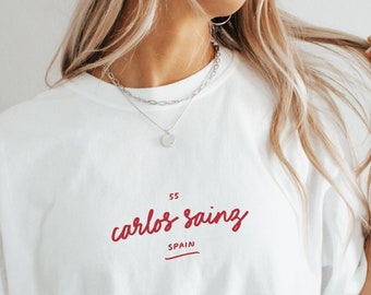 Comfort Color, Carlos Sainz, Handwritten, Formula One Driver, Graphic T-shirt, Pretty F1 Aesthetic Racing Shirt