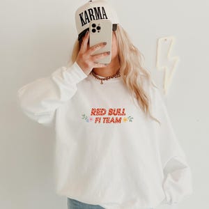 Red Bull, F1 Team Merch, Colorful Floral, Crewneck Sweatshirt, Formula 1, Graphic Sweatshirt, Pretty F1 Aesthetic Racing Crewneck