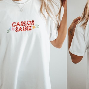 Comfort Color, Carlos Sainz, Colorful Floral, Formula 1 Graphic T-shirt, Pretty F1 Aesthetic Racing Shirt