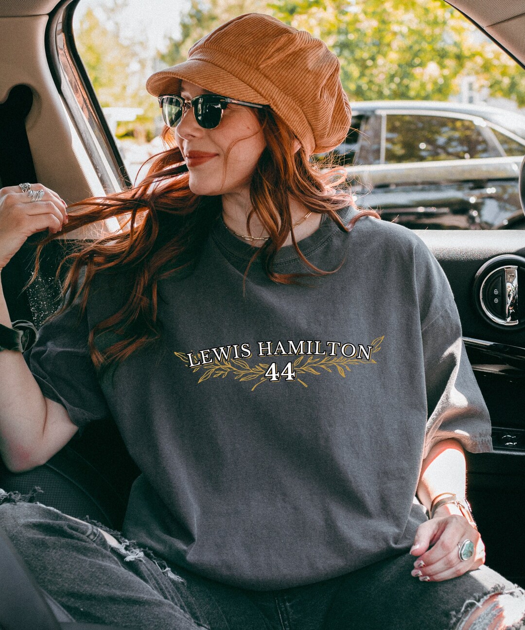 T-shirt Femme Hamilton 44 F1 - 100% Coton - Décontracté - Fan De Formule 1 Et Motorsport - Taille Ajustée