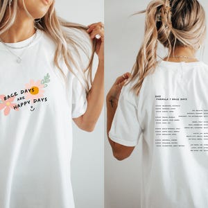 Comfort Color, Race Days are Happy Days in Floral, Formula One, Graphic T-shirt, Pretty F1 Aesthetic Racing Shirt