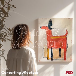 Leinwand Mockup mit Person | ISO A DIN Ratio | Kunst Display | PSD | Photoshop | Fotoerbse | Wohnung Inneneinrichtung