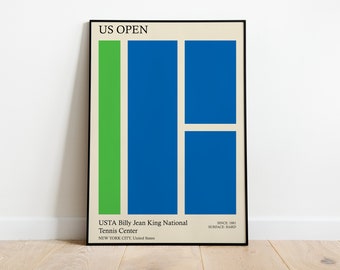 Cartel de decoración de pared enmarcado del torneo de tenis abierto de EE. UU. - Arte moderno