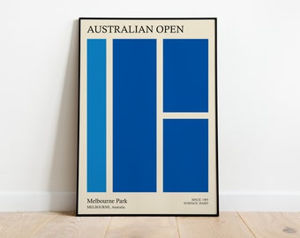 Cartel de decoración de pared enmarcado del torneo de tenis abierto de Australia - Arte moderno