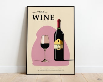 Make Time for WINE Framed Poster - Modern art & Wine Quote