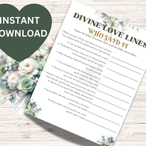 Jogo de citações de amor da Bíblia sobre amor e casamento, jogo de chá de panela, jogo de correspondência de versículos da Bíblia de amor, teste de versículos de amor da Bíblia, jogos da Bíblia para casamento
