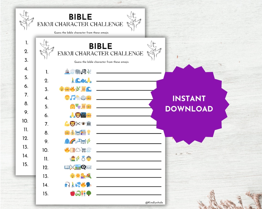 Bible Emoji Pictionary Game, Printable Bible Emoji Game, Fun Bible