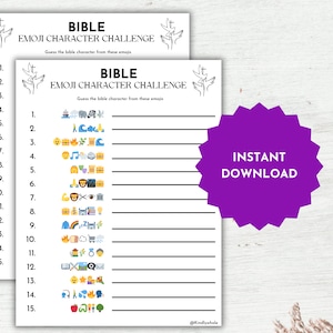 Bibel Emoji Bildspiel, druckbare Bibel Emoji Spiel, lustige Bibelstudie Aktivität für Kinder, Jugendliche und Erwachsene, christliches Spiel, Kirchenspiele