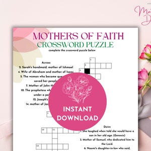 Mothers Day Bible Crossword Puzzle, Mothers Day Word Puzzle, Mothers Day Games, Mothers Day Party, Family Games, Printable Games, Kids Games