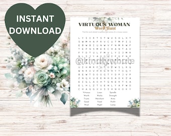 Proverbs 31 Word Hunt: Christian Bridal Shower Game (Digital Download)