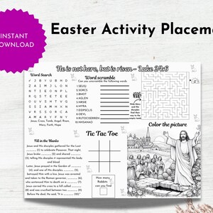 Bible Easter Activity Placemat: Fun Games for Kids (Printable PDF)