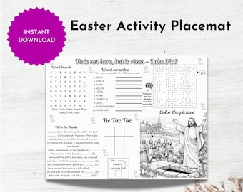 Bible Easter Activity Placemat: Fun Games for Kids (Printable PDF)