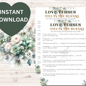 Love Verses Fill-in-the-Blank Game: Bridal Shower Activity (Digital Download)