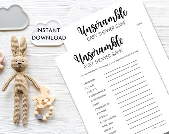 Bible Unscramble Baby Shower Game: Christian Word Puzzle (Digital Download)
