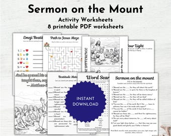 Sermon on the Mount Activity Pages: Bible Puzzles & Coloring (PDF)