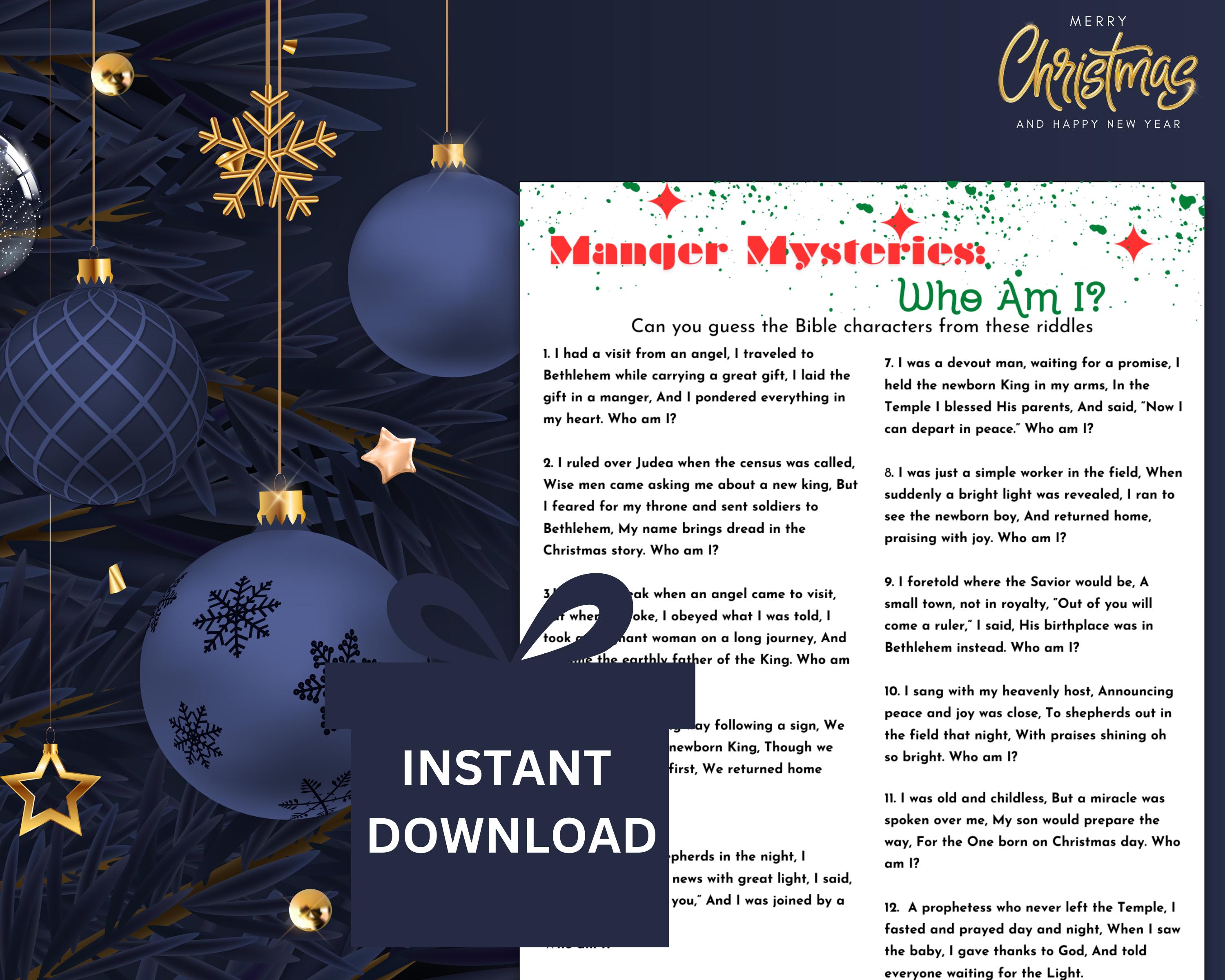 Nativity Scene Riddle Nativity 'who Am I?' Christmas Game: Bible Character Riddles (digital ...