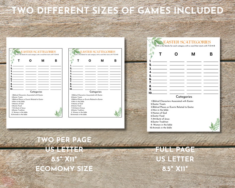 Printable Easter Scattergories Game, Bible Study Group Easter Party ...