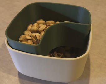 Ciotola per pistacchi / File STL stampabile in 3D / Ciotola moderna per snack con separatore di gusci / Design elegante