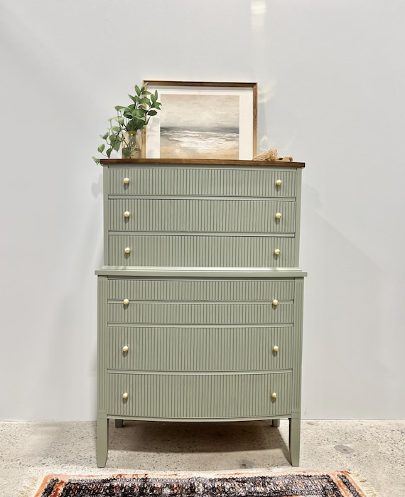 tall green dresser Hand-Painted Green Floral Pattern Tall Dresser